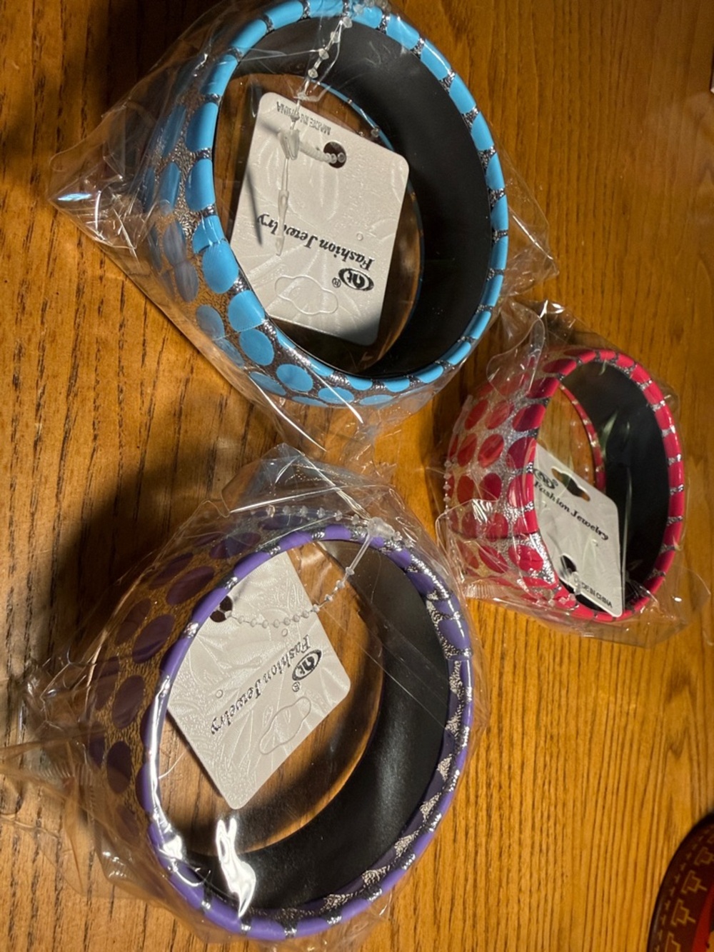 Fashion Jewelry Blue, Pink & Purple Polka Dot Hair Cuffs